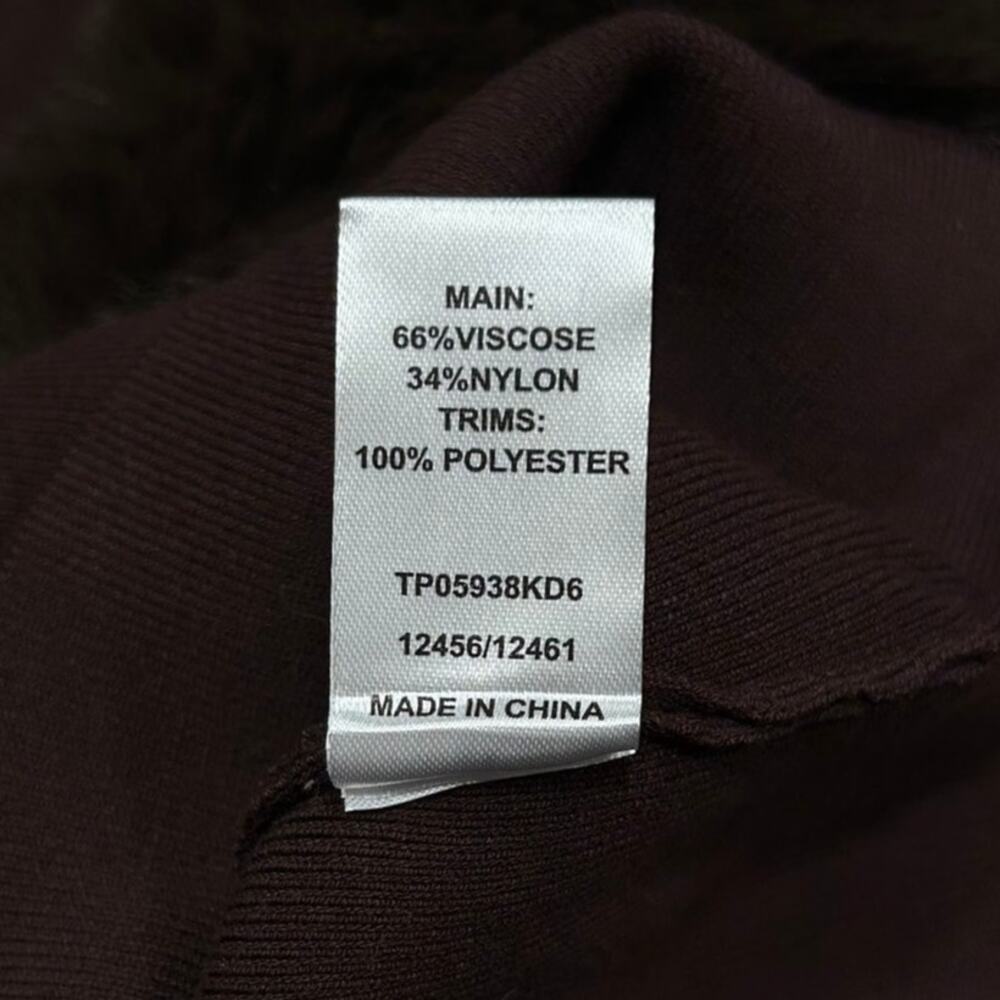 MESHKI Maeve Faux Fur Trim Women's Dark Brown Long Sleeve Size S New with Tags - Picture 9 of 13